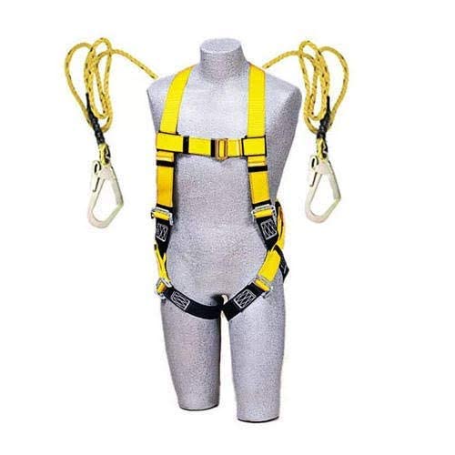 Industrial Safety Belt Harness Full Body Fall Protection with Scaffolding Hook Double Lanyard Unisex Full Body Adjustable Climbing Harness Safety Belt