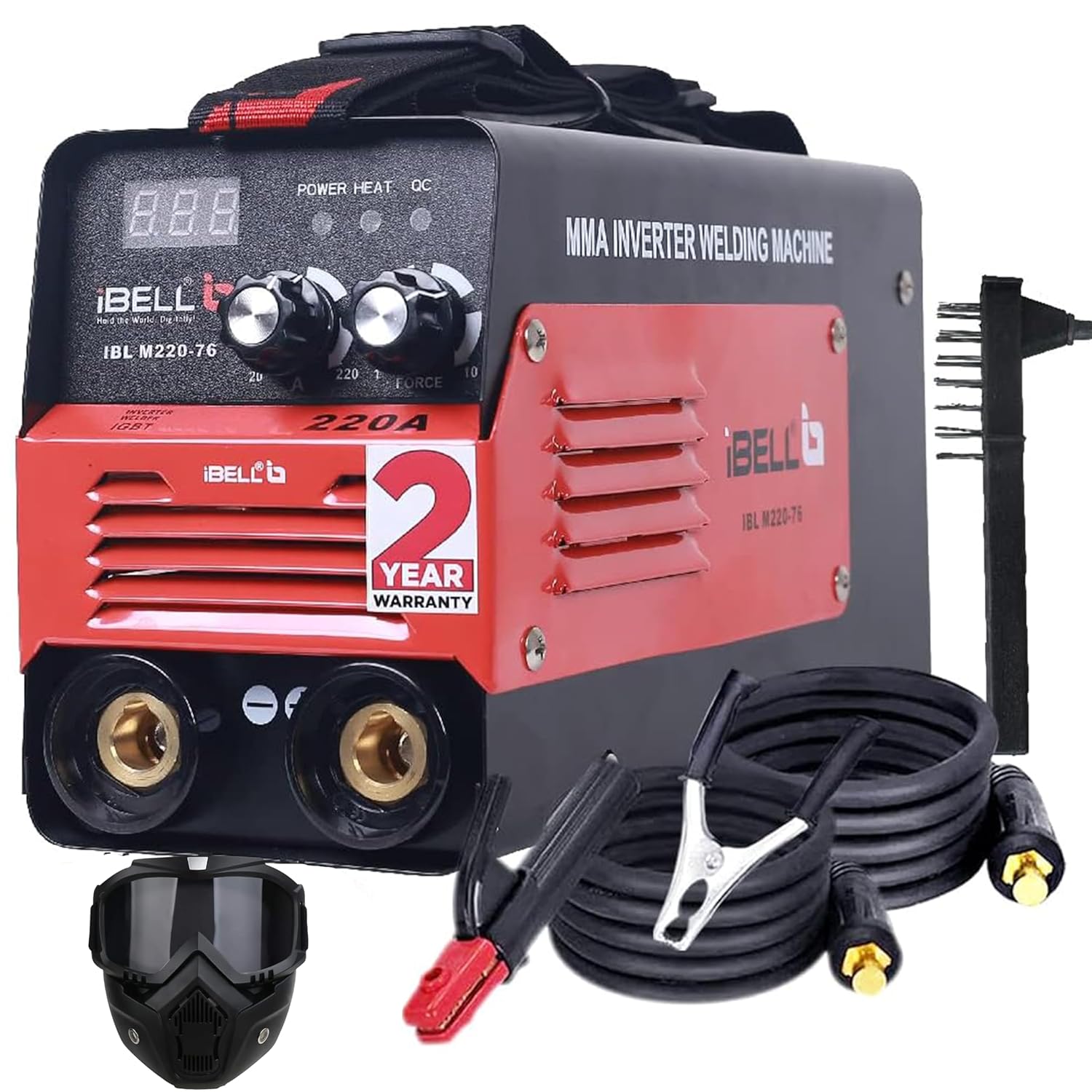 iBELL M220-76 Inverter ARC Welding Machine 220A | Built-in Hot Start, Anti-Stick & Adjustable Arc Force | Heavy Duty IGBT Welder | 220V ±15% | Supports 1-5mm Electrodes- 2 Year Warranty